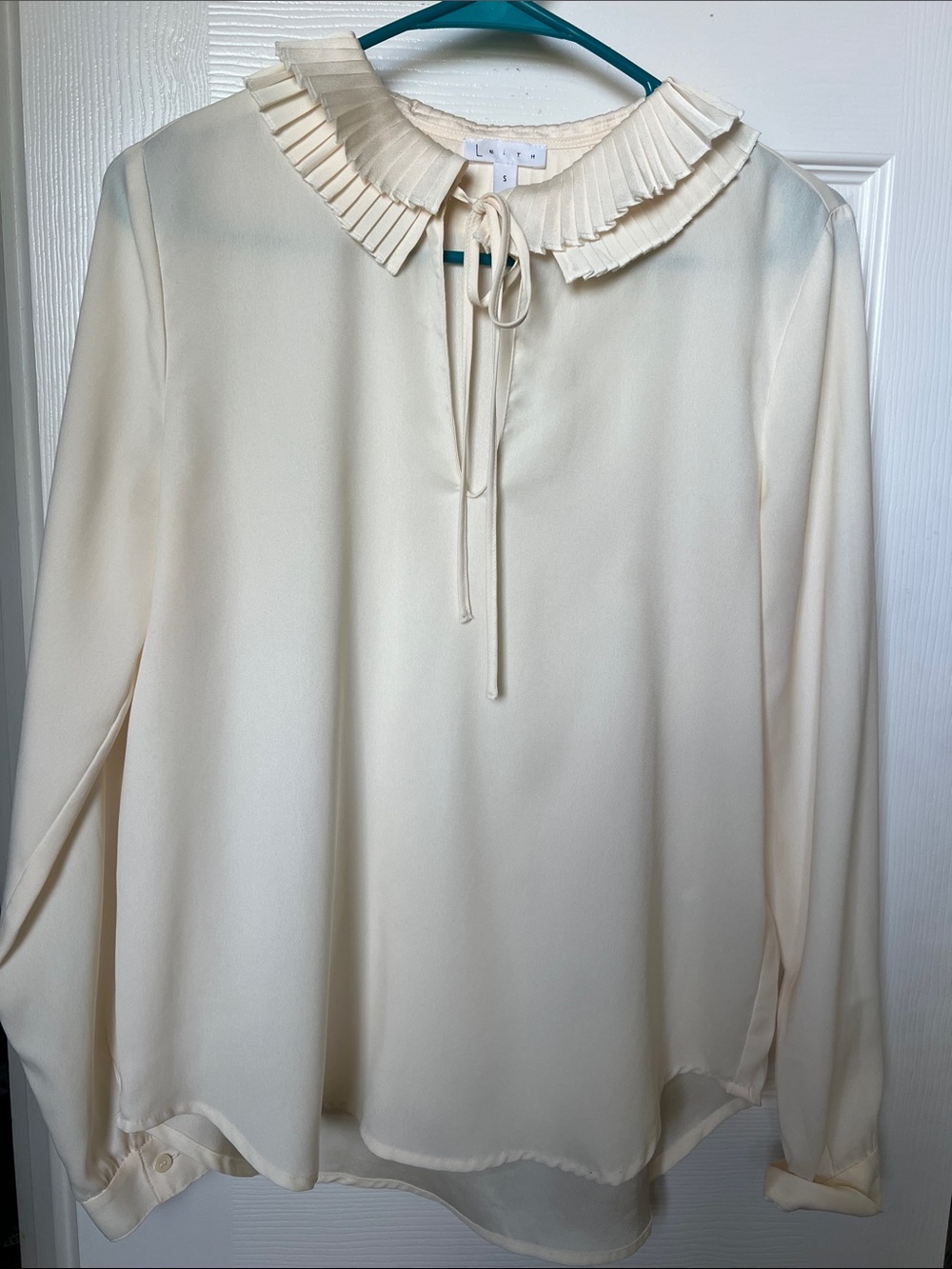 Leith Pleated Tie-Collar Blouse